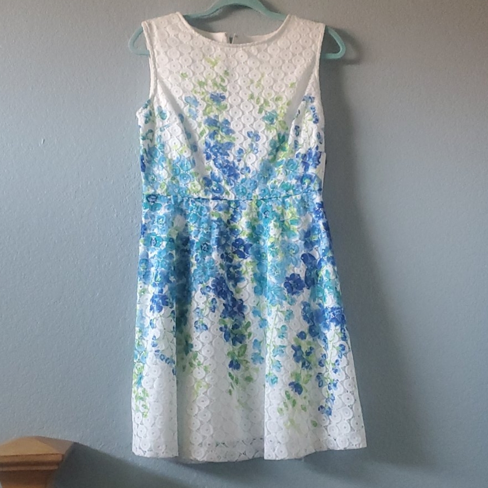 White blue lace dress